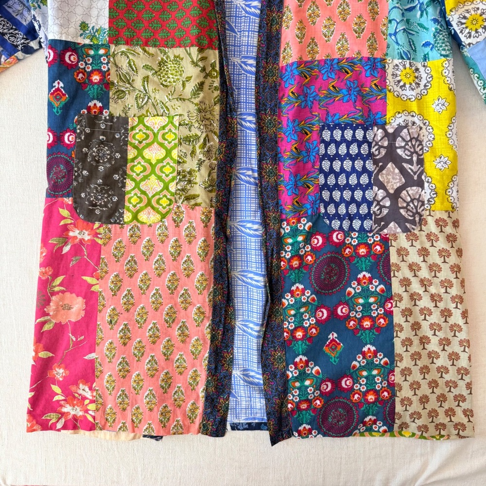 Unbranded Patchwork Boho Duster Kimono Robe Women OS Multi-Color - Picture 4 of 11